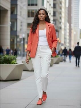 Louben Chic Orange Textured Blazer